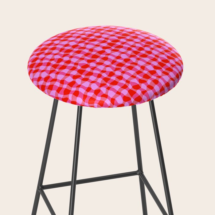 Colorful Wavy Check Pattern 1 - Pink And Red Stool Gallery Image 2