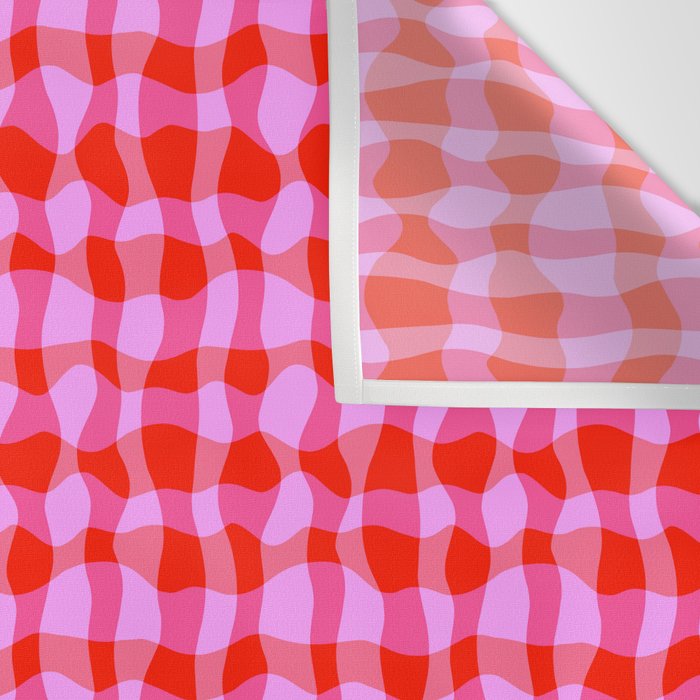 Colorful Wavy Check Pattern 1 - Pink And Red Wall Tapestry Gallery Image 3