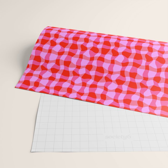 Colorful Wavy Check Pattern 1 - Pink And Red Wrapping Paper Gallery Image 2