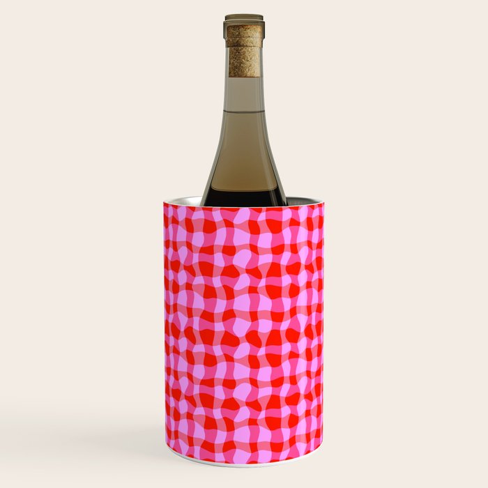 Colorful Wavy Check Pattern 1 - Pink And Red Wine Chiller Gallery Image 1