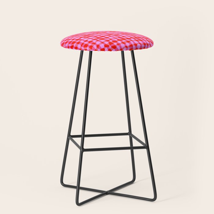Colorful Wavy Check Pattern 1 - Pink And Red Stool Gallery Image 1