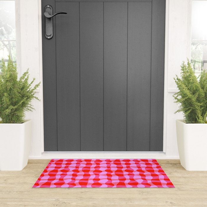 Colorful Wavy Check Pattern 1 - Pink And Red Welcome Mat Gallery Image 3