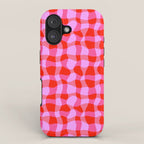 Colorful Wavy Check Pattern 1 - Pink And Red iPhone Case Gallery Image 1
