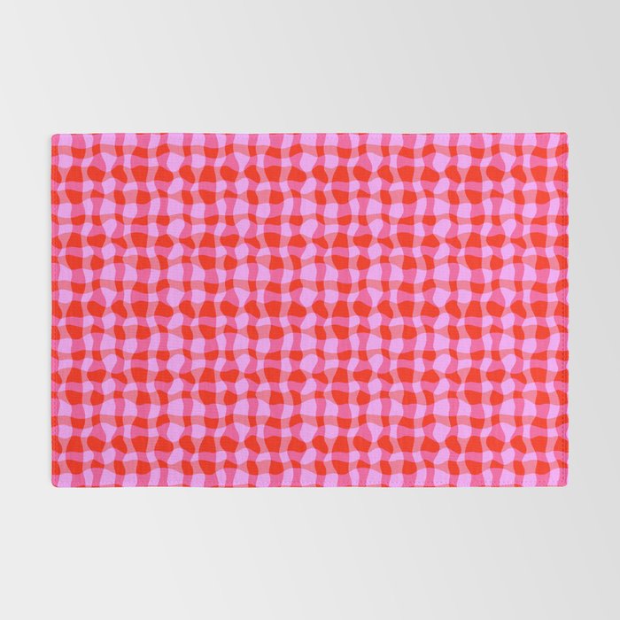 Colorful Wavy Check Pattern 1 - Pink And Red Rug Gallery Image 2