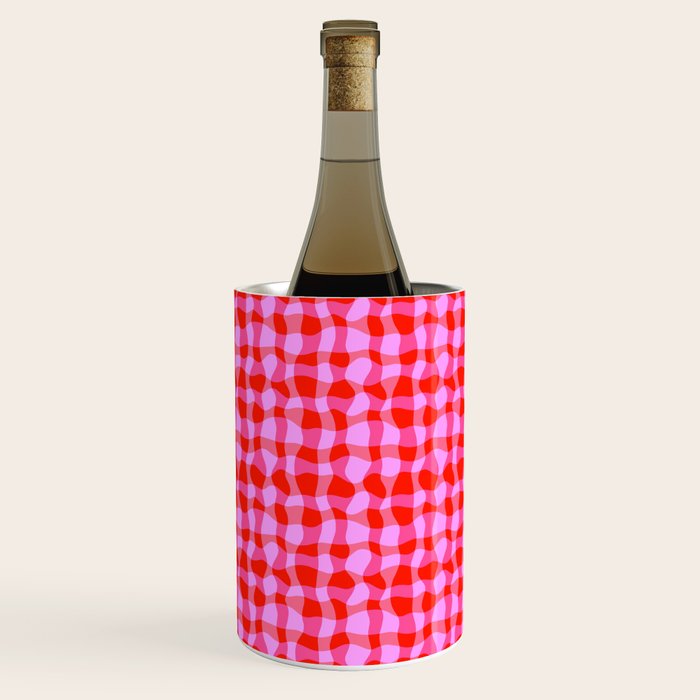 Colorful Wavy Check Pattern 1 - Pink And Red Wine Chiller Gallery Image 3
