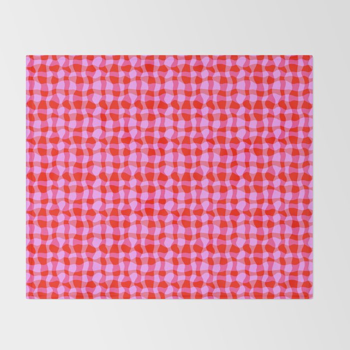Colorful Wavy Check Pattern 1 - Pink And Red Throw Blanket Gallery Image 2