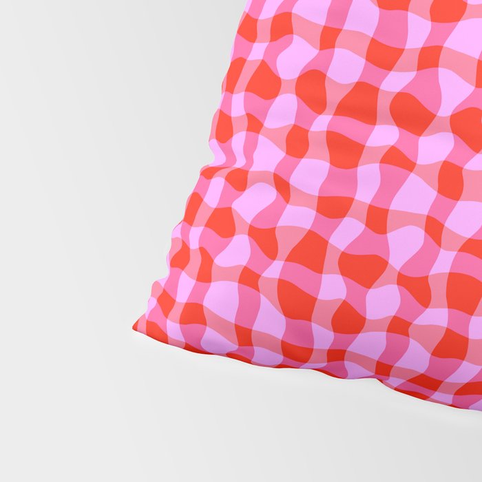 Colorful Wavy Check Pattern 1 - Pink And Red Pillow Sham Gallery Image 4