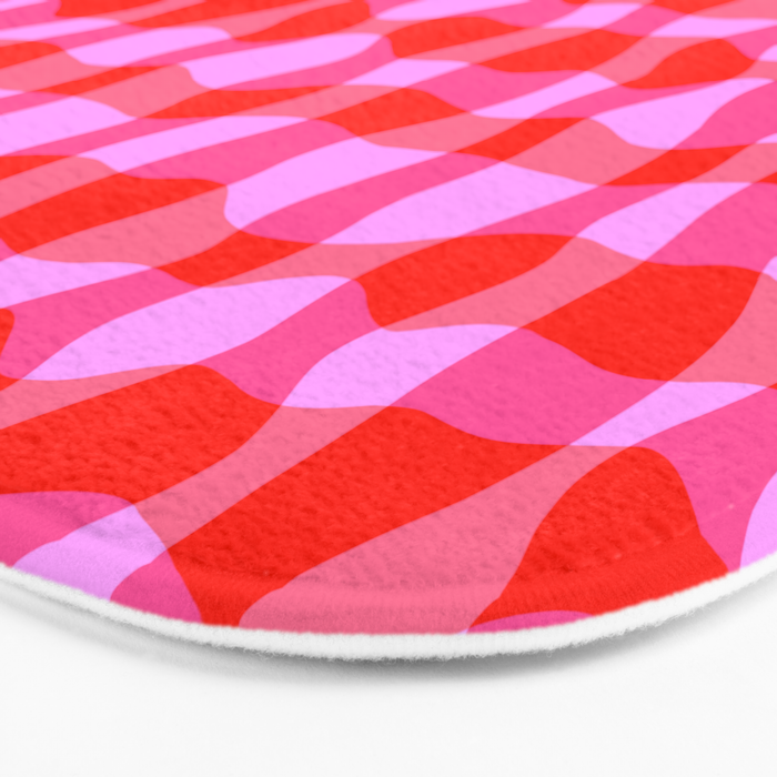 Colorful Wavy Check Pattern 1 - Pink And Red Bath Mat Gallery Image 3