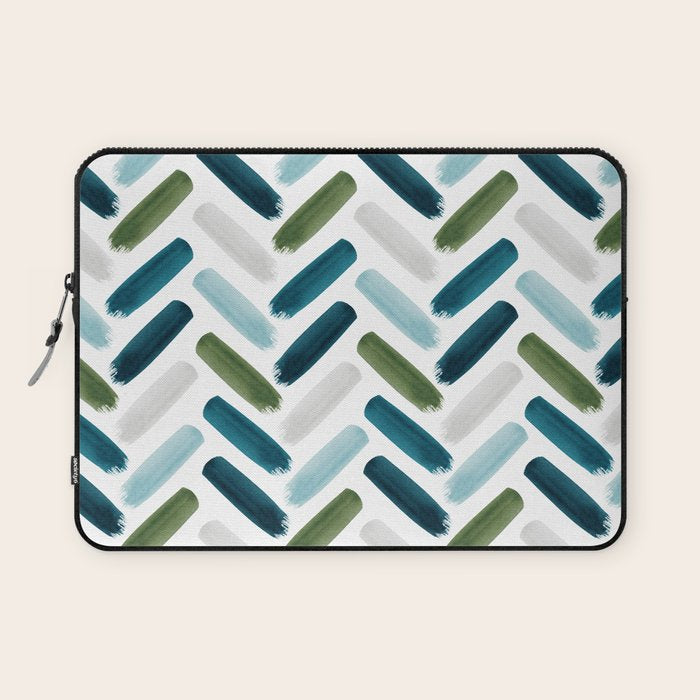 Painted Herringbone - oceanic Laptop Sleeve Gallery Image 1