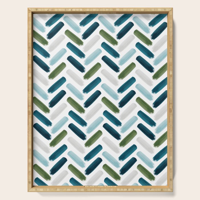 Painted Herringbone - oceanic Serving Tray Gallery Image 1