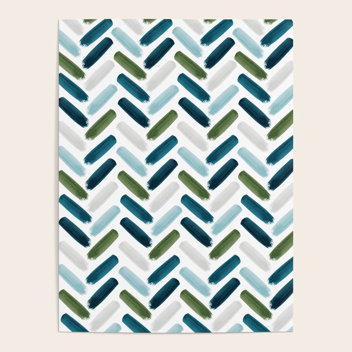 Painted Herringbone - oceanic Poster Gallery Image 4