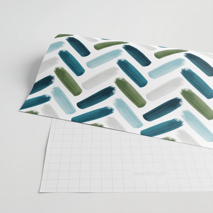 Painted Herringbone - oceanic Wrapping Paper Gallery Image 2