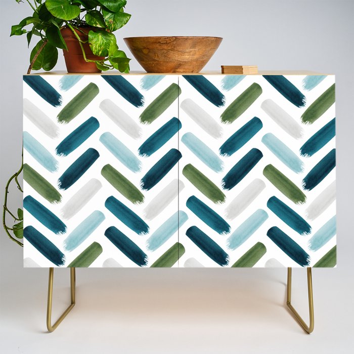 Painted Herringbone - oceanic Credenza Gallery Image 1