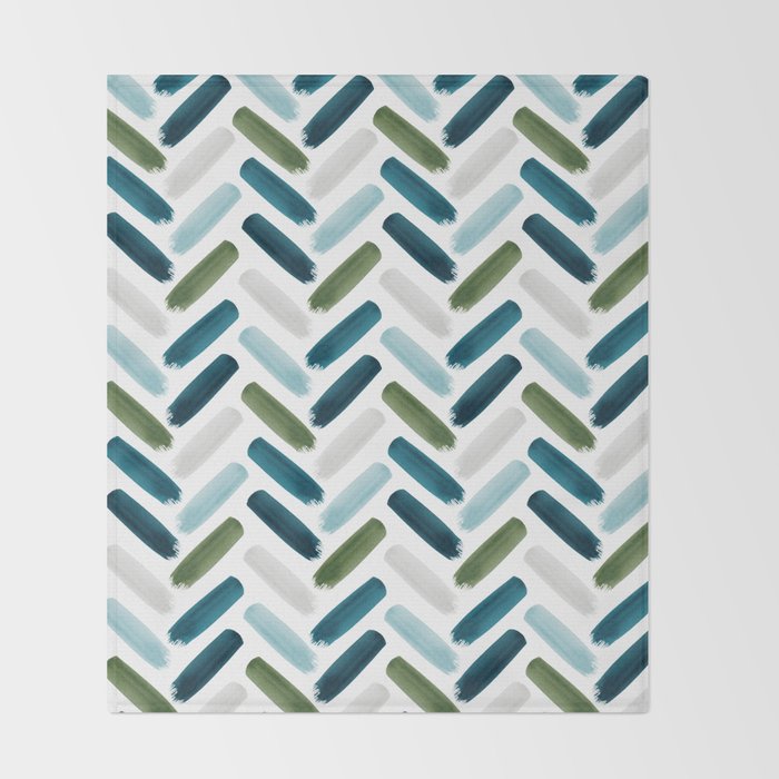 Painted Herringbone - oceanic Throw Blanket Gallery Image 2