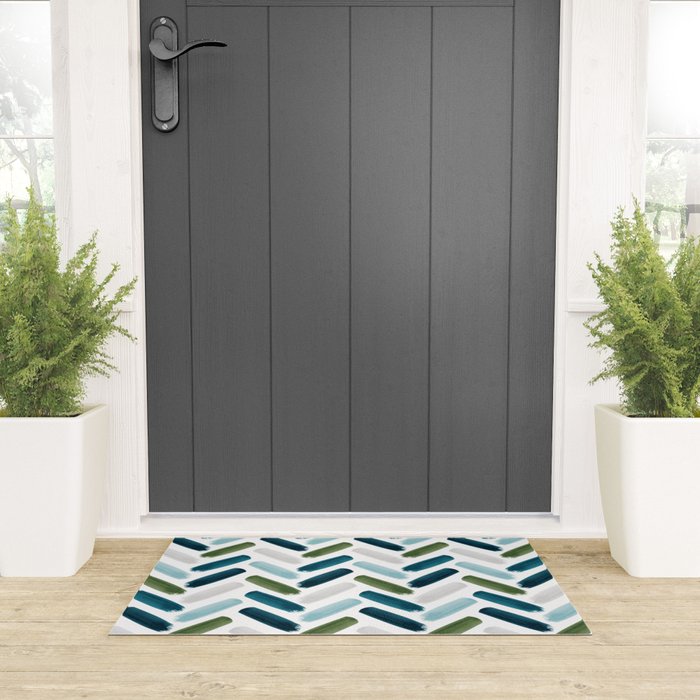 Painted Herringbone - oceanic Welcome Mat Gallery Image 3