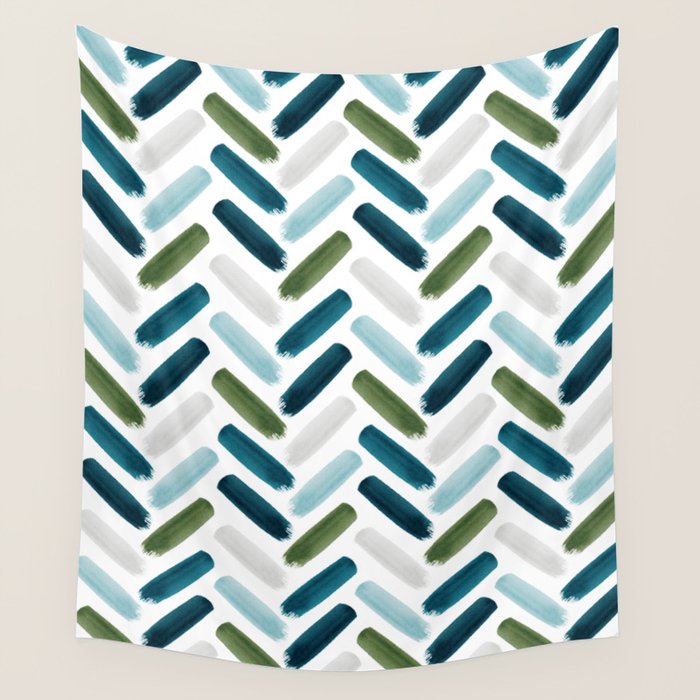Painted Herringbone - oceanic Wall Tapestry Gallery Image 4