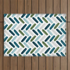 Painted Herringbone - oceanic Outdoor Rug Gallery Image 1