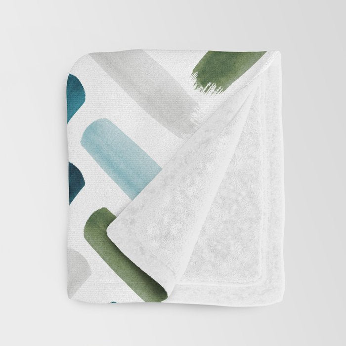 Painted Herringbone - oceanic Throw Blanket Gallery Image 3
