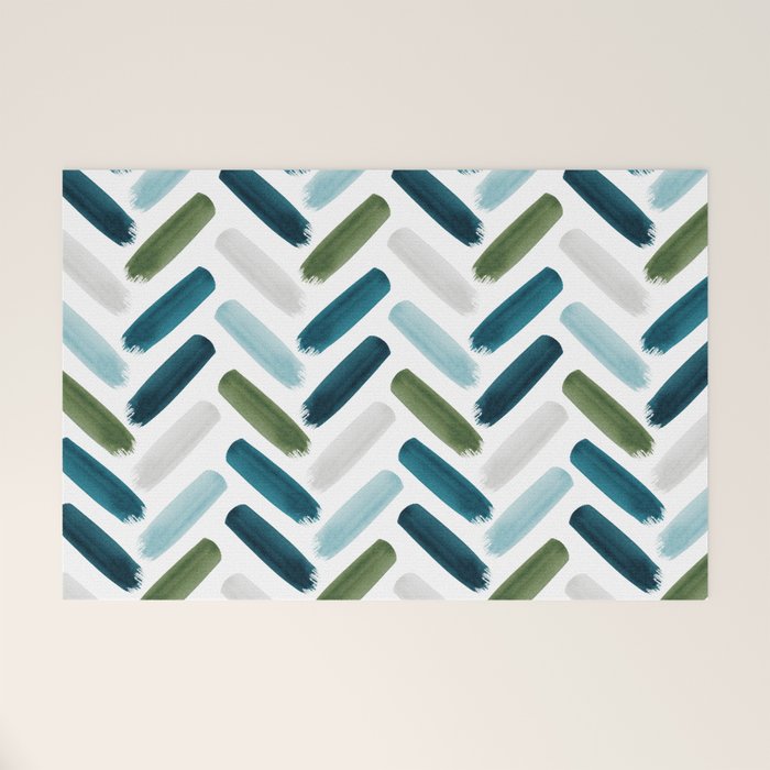 Painted Herringbone - oceanic Welcome Mat Gallery Image 1