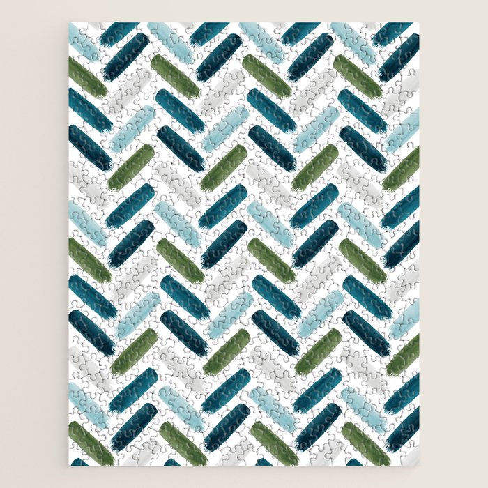 Painted Herringbone - oceanic Jigsaw Puzzle Gallery Image 1