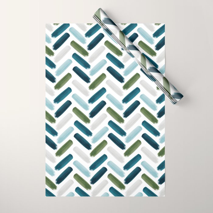 Painted Herringbone - oceanic Wrapping Paper Gallery Image 1