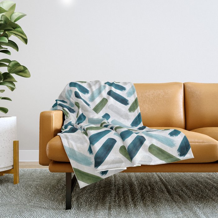 Painted Herringbone - oceanic Throw Blanket Gallery Image 1