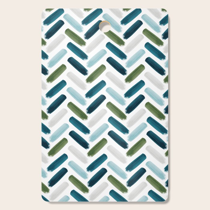 Painted Herringbone - oceanic Cutting Board Gallery Image 1