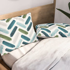 Painted Herringbone - oceanic Pillow Sham Gallery Image 2