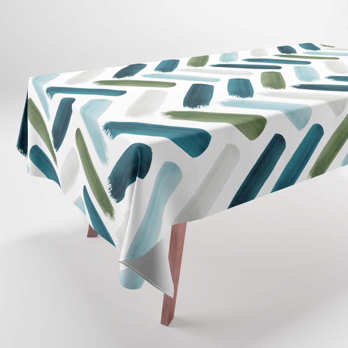 Painted Herringbone - oceanic Tablecloth Gallery Image 1