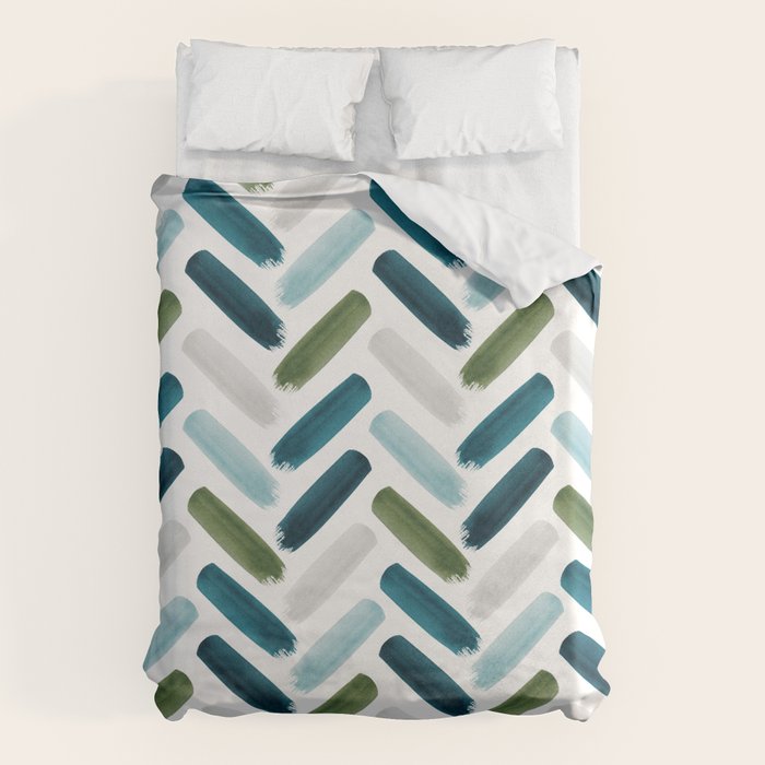 Painted Herringbone - oceanic Duvet Cover Gallery Image 1