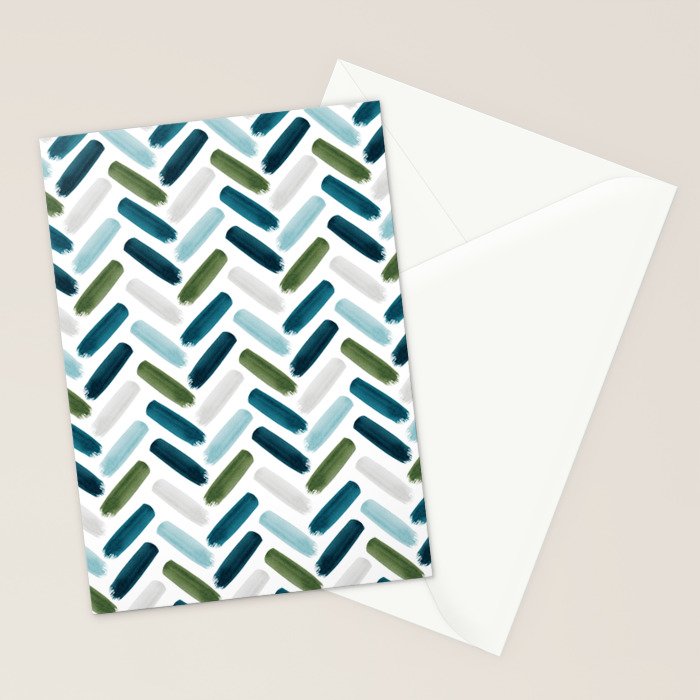 Painted Herringbone - oceanic Stationery Card Gallery Image 2