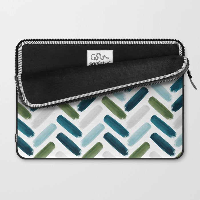 Painted Herringbone - oceanic Laptop Sleeve Gallery Image 2