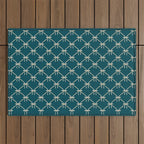 Bows & Ribbons Pattern XXIX Dark Teal Outdoor Rug Gallery Image 1