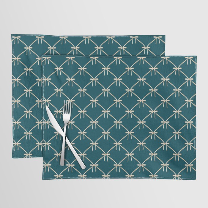 Bows & Ribbons Pattern XXIX Dark Teal Placemat Gallery Image 1