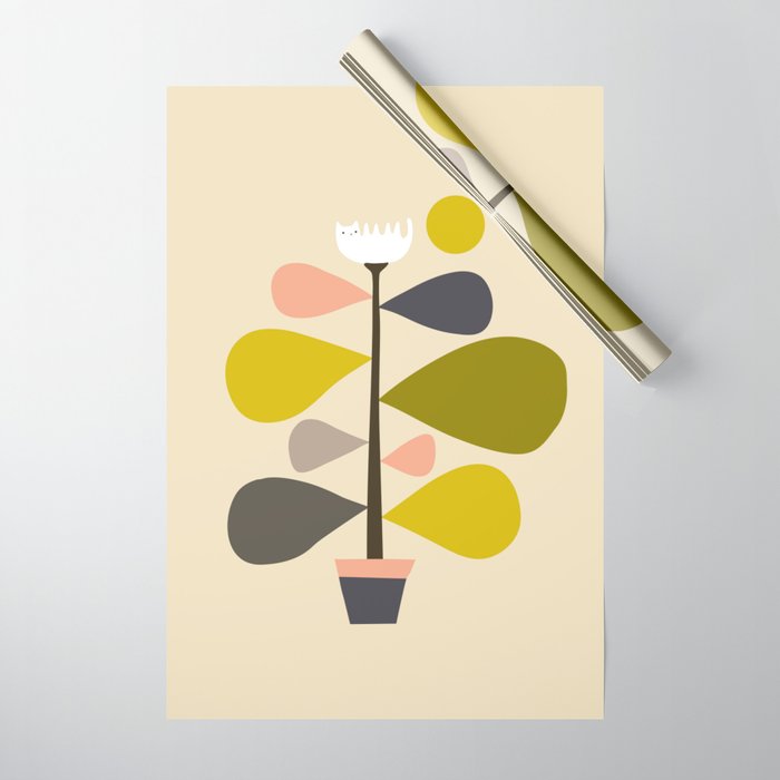 Flower Cat Plants Wrapping Paper Gallery Image 1