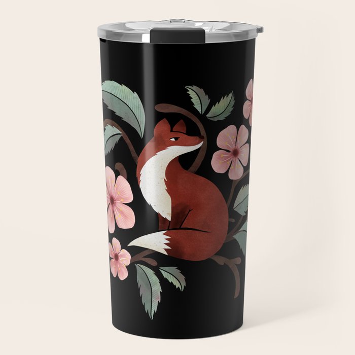 Fox in Cherry Blossoms Travel Mug Gallery Image 1