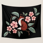 Fox in Cherry Blossoms Wall Tapestry Gallery Image 4