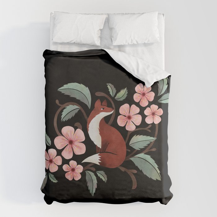 Fox in Cherry Blossoms Duvet Cover Gallery Image 6