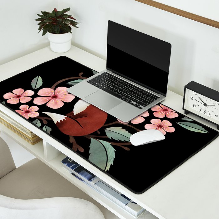 Fox in Cherry Blossoms Desk Mat Gallery Image 2
