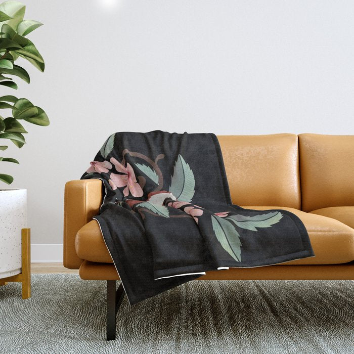 Fox In Cherry Blossoms Throw Blanket