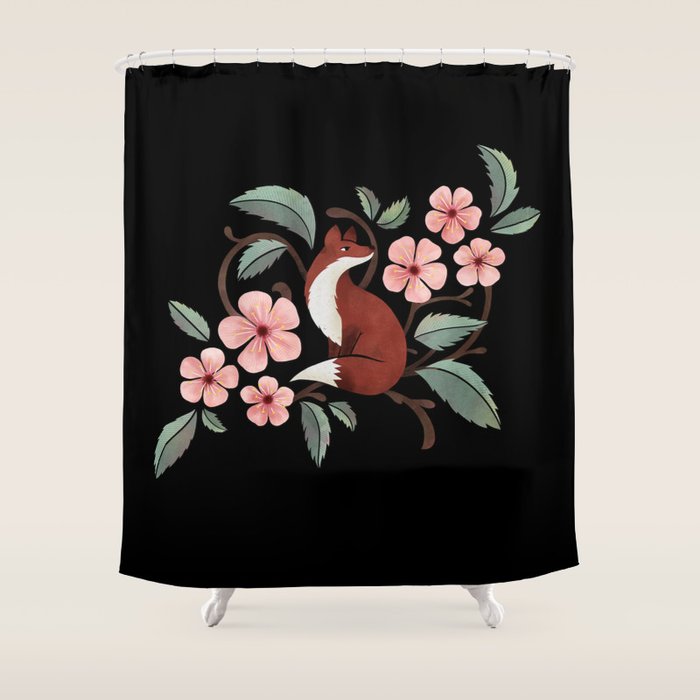 Fox in Cherry Blossoms Shower Curtain Gallery Image 1