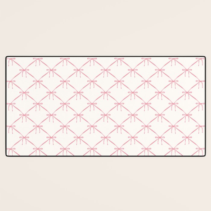 Bows & Ribbons Pattern I Pastel Pink Desk Mat Gallery Image 3