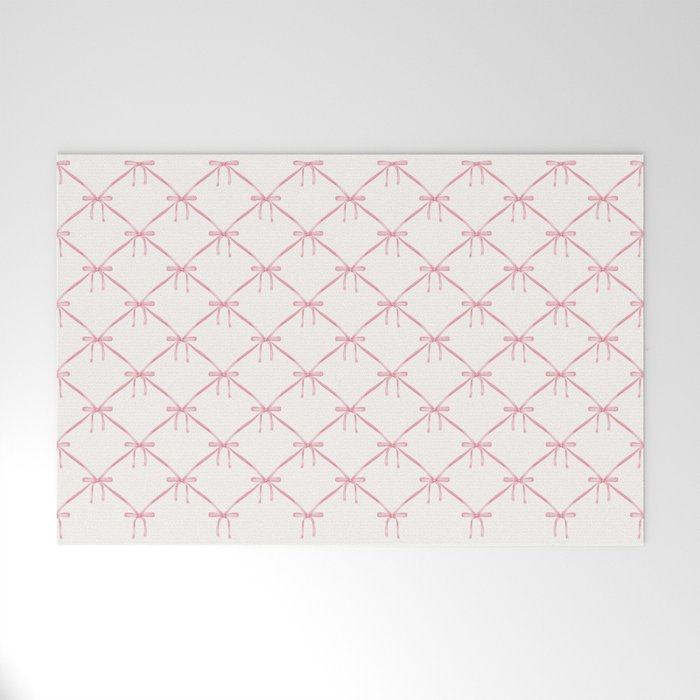 Bows & Ribbons Pattern I Pastel Pink Welcome Mat Gallery Image 1