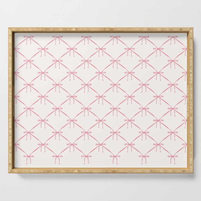 Bows & Ribbons Pattern I Pastel Pink Serving Tray Gallery Image 1