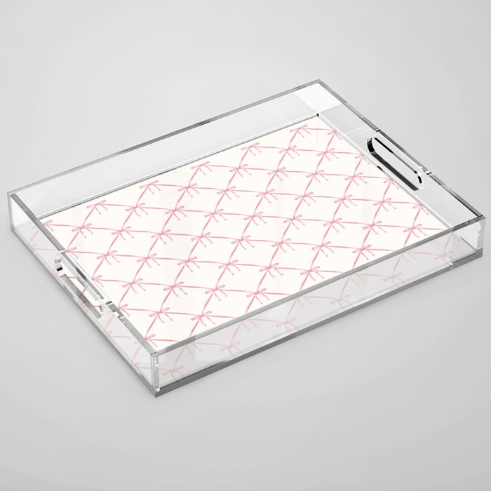 Bows & Ribbons Pattern I Pastel Pink Acrylic Tray Gallery Image 1