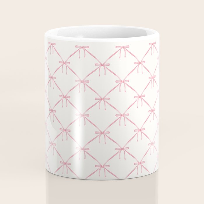Bows & Ribbons Pattern I Pastel Pink Coffee Mug Gallery Image 4