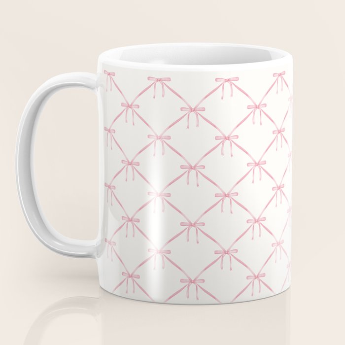 Bows & Ribbons Pattern I Pastel Pink Coffee Mug Gallery Image 3