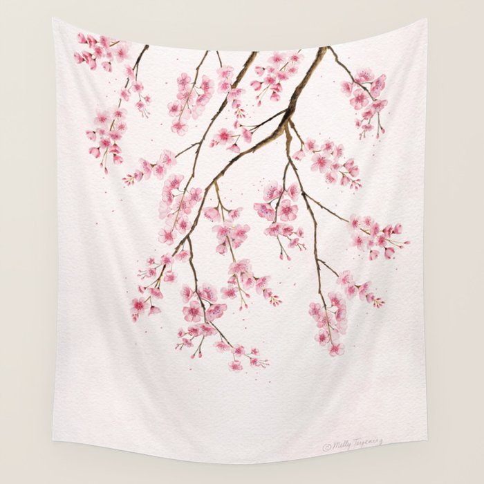 Can You Feel Spring? - Cherry Blossom  Wall Tapestry Gallery Image 1