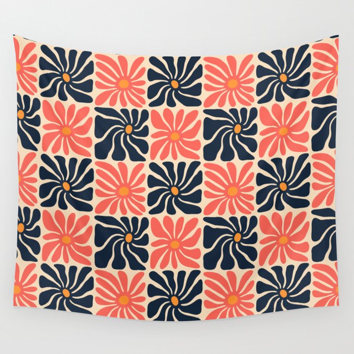 Vintage hippie flower art pattern Wall Tapestry Gallery Image 4