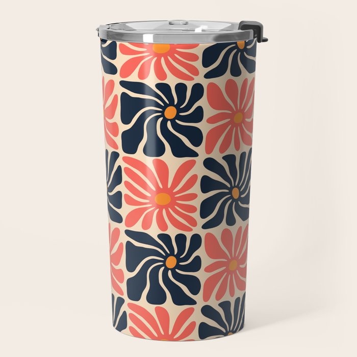 Vintage hippie flower art pattern Travel Mug Gallery Image 2